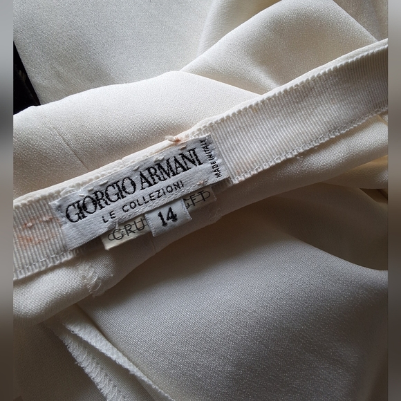 Vintage Giorgio Armani Women Size 14 Ivory‎ Straight Leg Trousers 90s Y2K Luxury - Picture 10 of 12